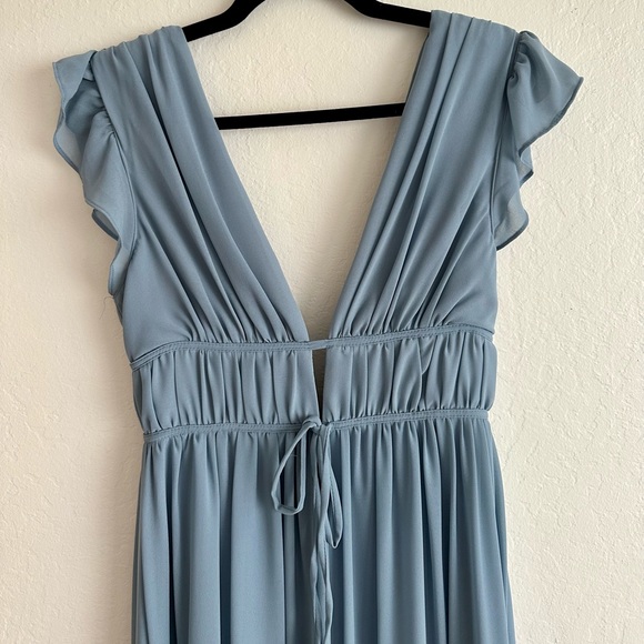 Lulu’s I'm All Yours Slate Blue Ruffled Maxi Dress Size Small - Picture 5 of 9